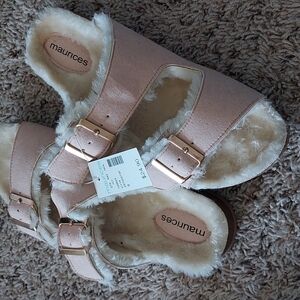 Maurices Pink Fuzzy Sandals